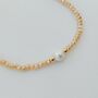 Beaded Choker Necklace Featuring Beige Beads And A Faux Pearl, thumbnail 2 of 2