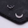 Sterling Silver Crescent Moon Stud Earrings, thumbnail 3 of 9