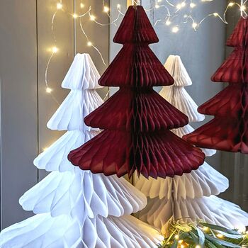 Maroon Honeycomb Paper Christmas Tree, 2 of 3