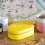 Personalised Oval Travel Jewellery Box In Yellow, thumbnail 1 of 3