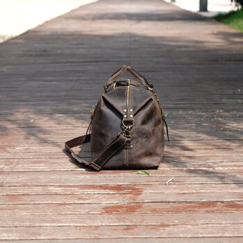 Genuine Leather Holdall With Zip Detail, 5 of 10