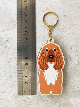Cocker Spaniel Dog Wooden Keyring With Optional Christmas Card, 7 of 8