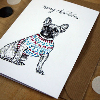 French Bulldog In A Jumper Christmas Card, 2 of 3