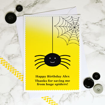 'Spider Catcher' Personalised Birthday Card, 3 of 3