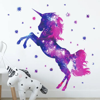 Purple Glitter Unicorn Removable Wall Vinyl Sticker, 4 of 4