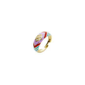 Enamelled Purple Five Color Sterling Silver Ring, 7 of 7