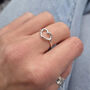 Sterling Silver Open Love Heart Band Stacking Ring, thumbnail 2 of 6