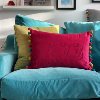 Personalised 50th Birthday Velvet Cushion, 2 of 6