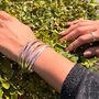 Silver Plated Hammered Multi Band Russian Cuff Bangle, thumbnail 8 of 9