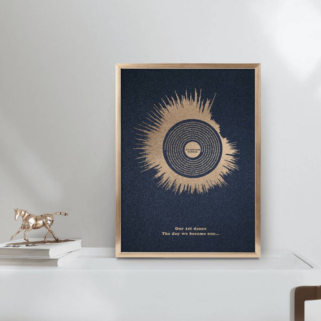 Personalised Song Lyrics And Soundwave Art In Rose Gold By Studio Hop