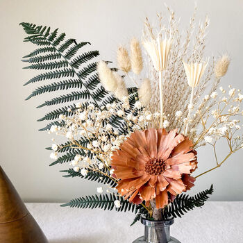 Preserved Fern Protea Posy With Grasses In A Gift Box, 3 of 9