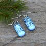 Blue Dichroic Glass Sterling Silver Drop Earrings, thumbnail 5 of 12