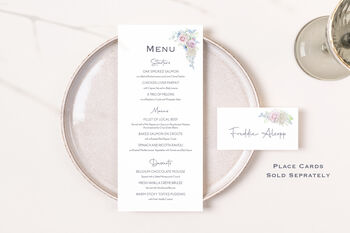 Wedding Menu Pink, Blue And White Florals, 5 of 6