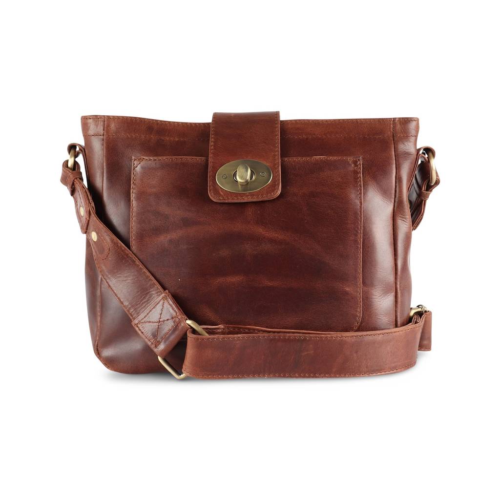 finsbury leather twist lock crossbody bag by the leather store ...