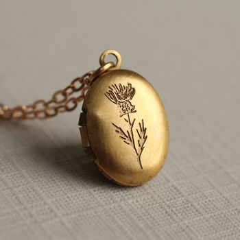 Tiny Thistle Oval Personalised Locket Necklace, 6 of 10