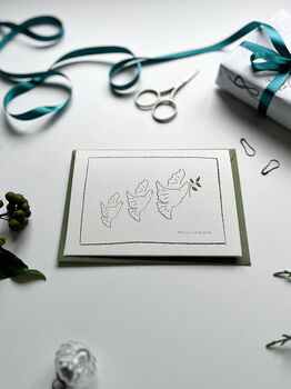 Peace On Earth Doves Christmas Card Single Or Set, 2 of 3