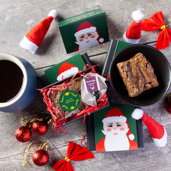 'Santa' Gluten Free Mini Baileys Brownie And Tea, 2 of 3