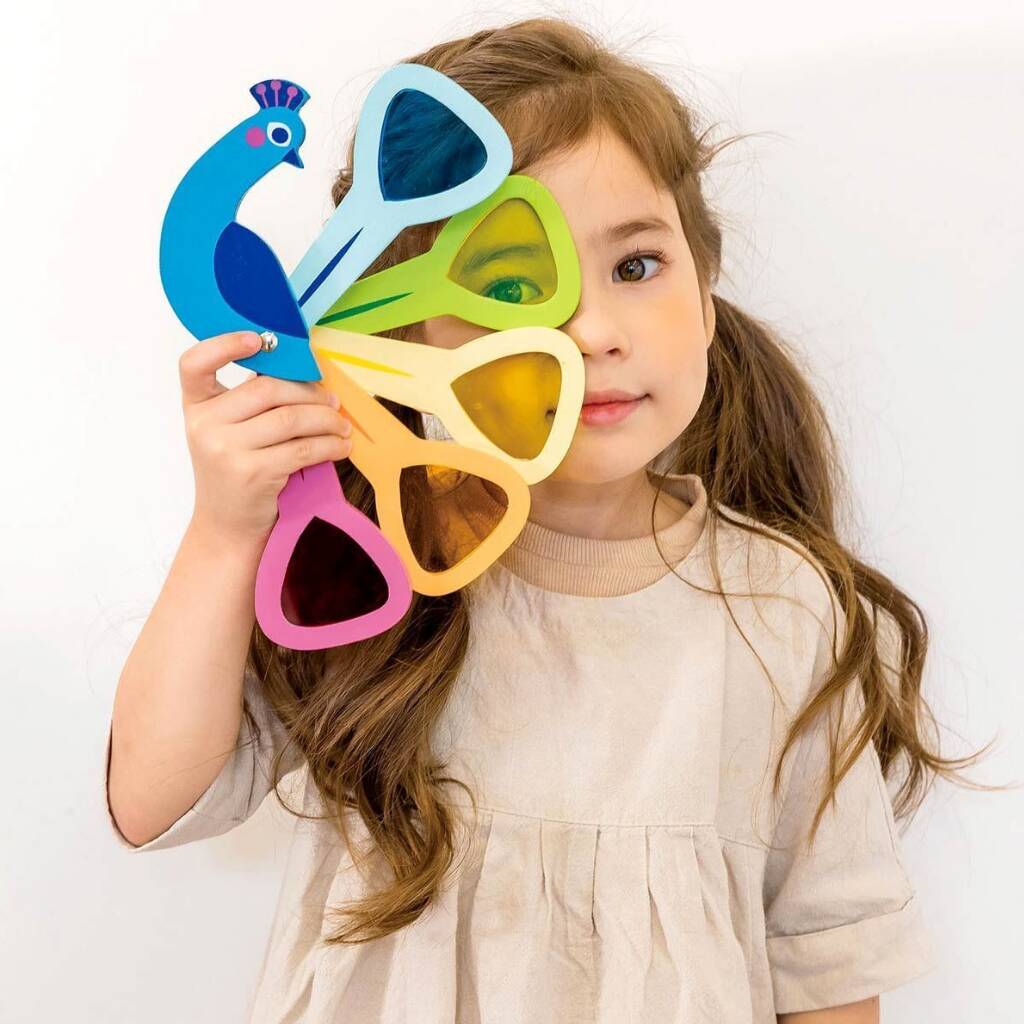 Bright Wooden Peacock Colours Toy, 1 of 4
