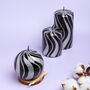 G Decor Black And Silver Spiral Glitter Glass Candles, thumbnail 2 of 7