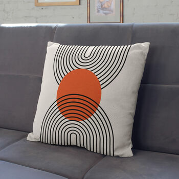Bauhaus Geometric Abstract Lumbar Cushion Cover In Orange And Black, 9 of 12