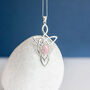 Genuine Rose Quartz Celtic Knot Necklace In Silver, thumbnail 2 of 9