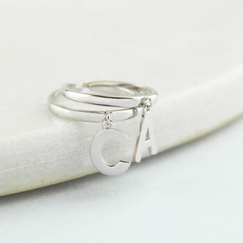 Sterling Silver Initial Letter Ring, 4 of 12