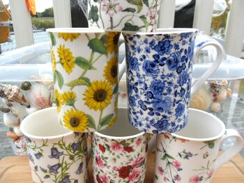Set Of Six Straight Mugs In Assorted Floral Designs, 3 of 10