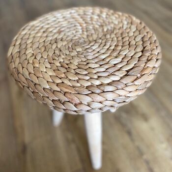 Small Wooden Stool With Wicker Seat, 2 of 6