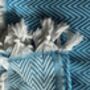 Turquoise Herringbone Soft Cotton Bedspread, thumbnail 5 of 9