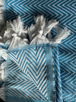Turquoise Herringbone Soft Cotton Bedspread, 5 of 9