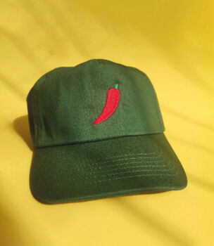 Chilli Embroidered Green Hat, 3 of 4