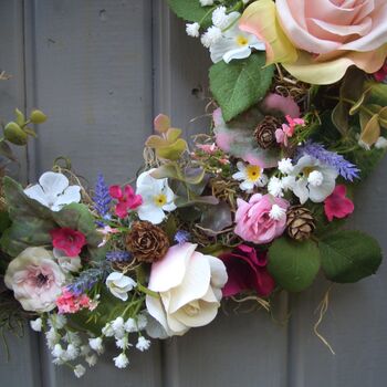 Spring Summer Wedding Rosy Posy Decorative Wreath, 2 of 12