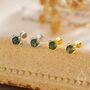 Natural Moss Agate Internally Threaded Flat Back Earrings In Sterling Silver, thumbnail 1 of 12
