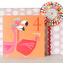 Flamingos 4th Birthday Card, thumbnail 1 of 5