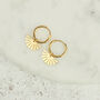 Geometric Fan Golden Hoop Earrings, thumbnail 5 of 7