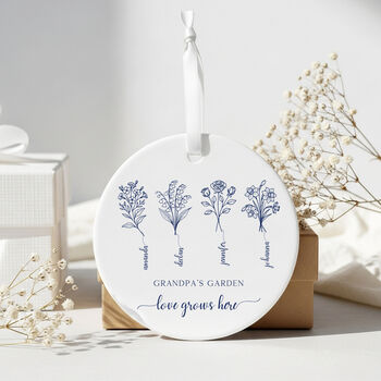 Personalised Grandpa’s Garden Birth Flower Bauble, 2 of 9