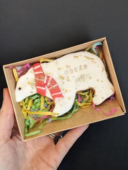 Hand Iced Personalised Polar Bear Biscuit, Fathers Day Gift, 2 of 4