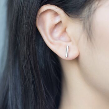 Sterling Silver Bar Stud Earrings, 4 of 5