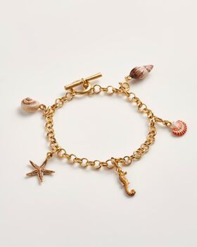 Hand Painted Shell Charm Bracelet With Five Charms, 4 of 7