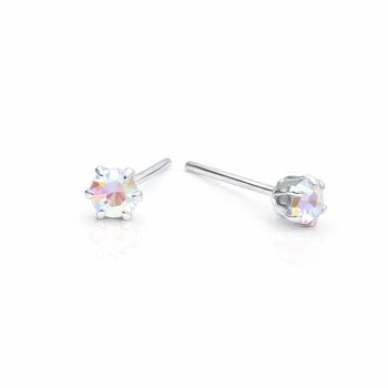 Sterling Silver Opal Micro Stud Earrings – 3mm, 3 of 4
