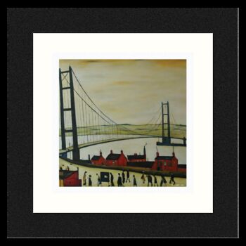 Framed 'Humber Bridge' Print. Lowry Style, 2 of 4
