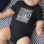 Funny New Baby Gift Personalised Compton Babygrow, thumbnail 1 of 2