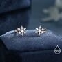 Sterling Silver Dainty Snowflake Stud Earrings, thumbnail 5 of 12