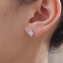 Sterling Silver Minimalist Cz Starburst Huggie Hoop Earrings, thumbnail 6 of 10