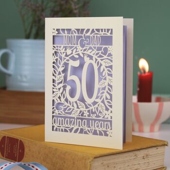 Golden Wedding Anniversary Card 50 Amazing Years, 6 of 7