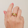 Multistone Tourmaline Silver Gold Plated Wrap Ring, thumbnail 4 of 9