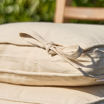 Set Of Two Natural Beige Seat Cushions With Ties, 4 of 4