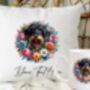 Personalised Wirehaired Dachshund Summer Floral Dog Wreath Cushion And Mug Bundle, thumbnail 1 of 3