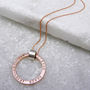 9ct Rose Gold Family Names Circle Necklace, thumbnail 6 of 8