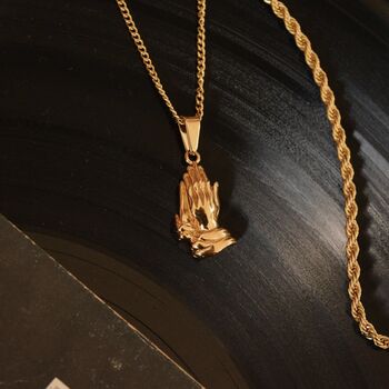 Praying Hands Pendant 18 K Gold Plated, 4 of 4